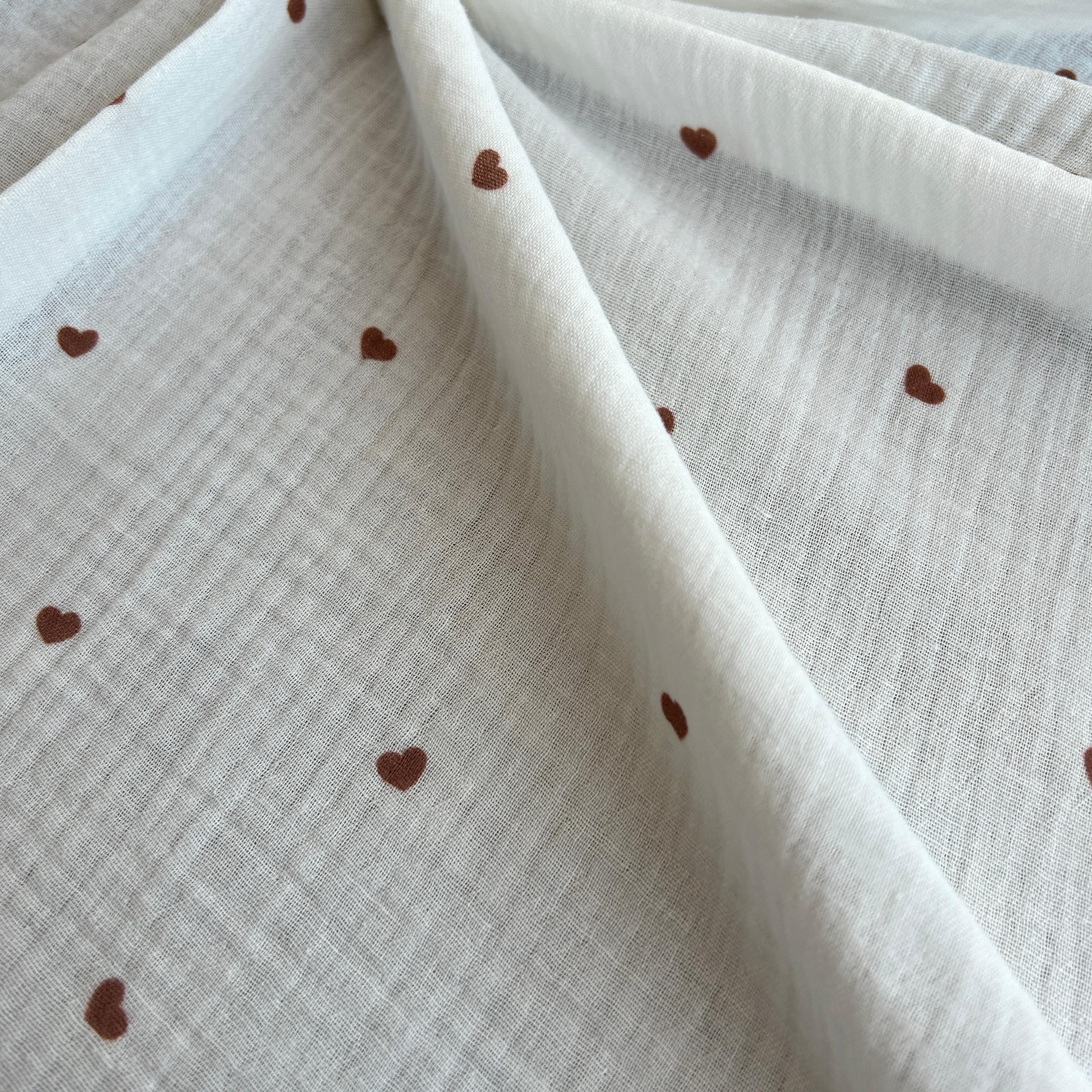 Tiny Heart Pattern Double Layer Cotton Muslin Fabric / DRY 148 
