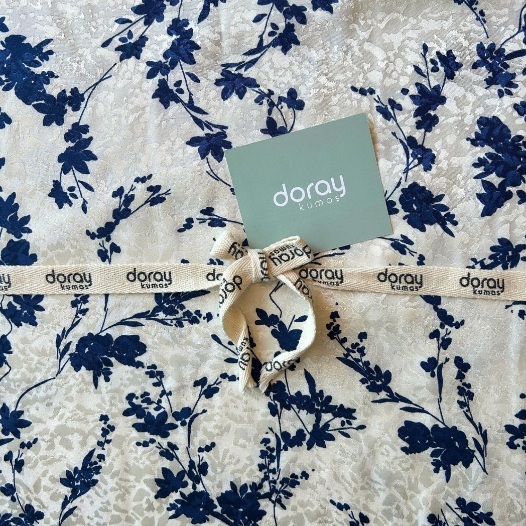 Elbiselik Kumaş / Çiçek Baskılı Floş Viskon Saten Leopar Jakar Desenli / DRY 5006