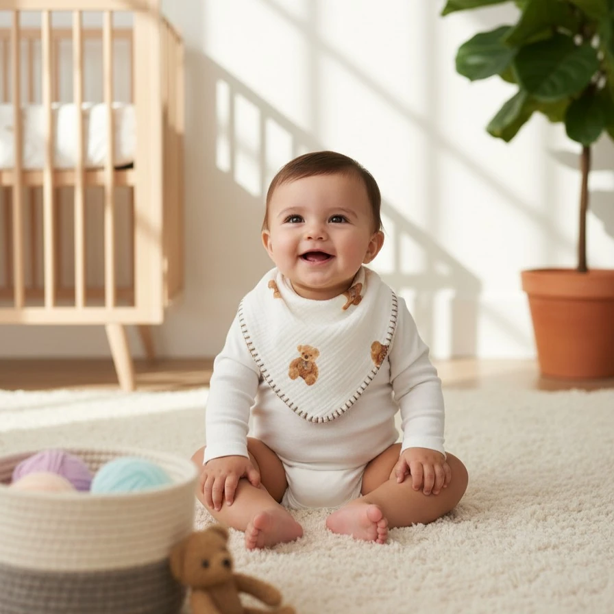 Çok Amaçlı Desenli 4N1 Müslin Önlük / Omuz Bezi - Ayıcık