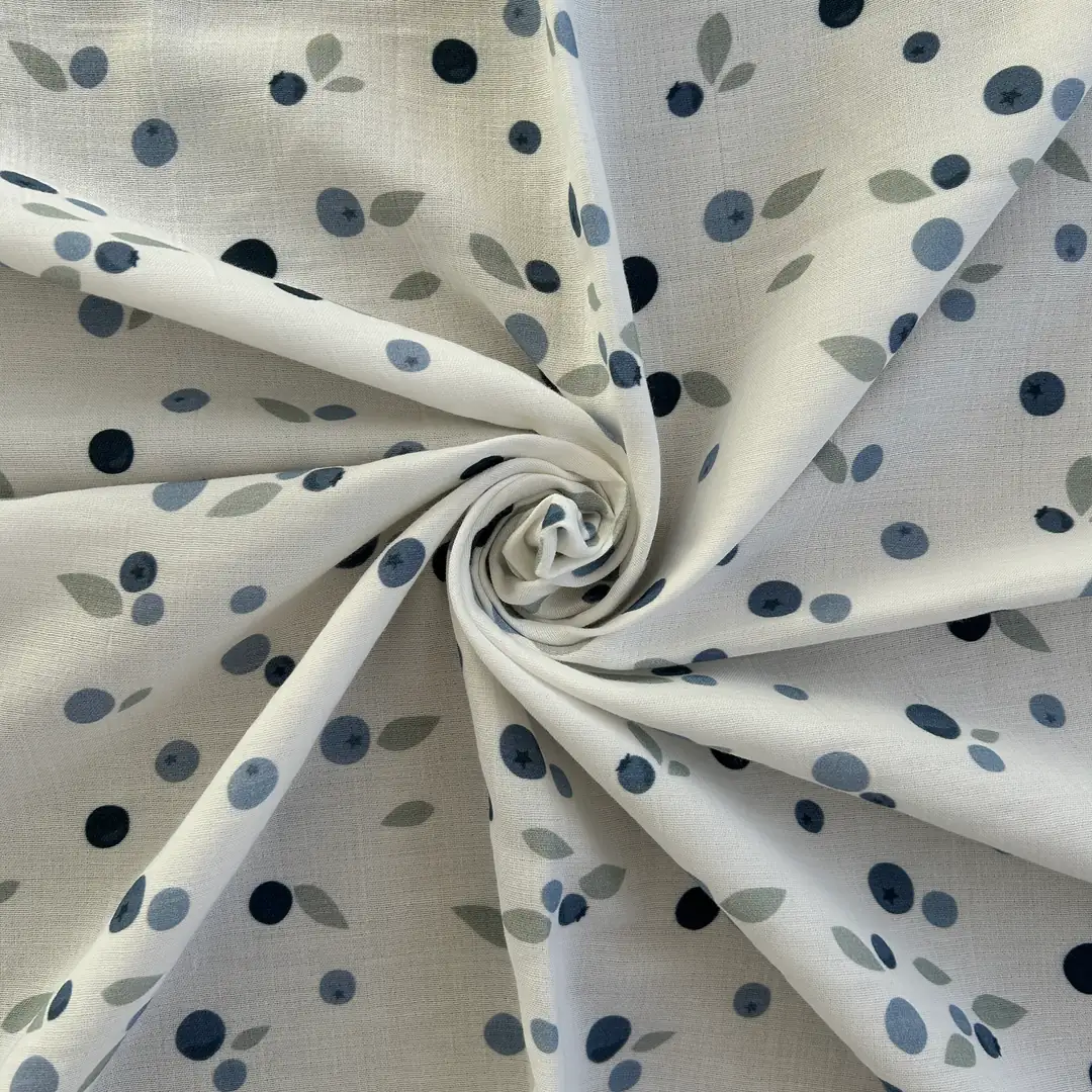 Toptan Müslin Kumaş / Meyve Yaban Mersini Desenli / DRY - 184