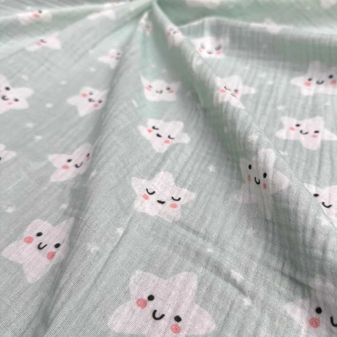 Toptan Müslin Kumaş / Çocuk / Yıldız  Desenli / DRY - 52