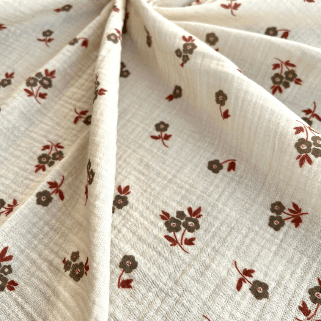 Crispy Flower Pattern Double Layer Cotton Muslin Fabric / DRY 135
