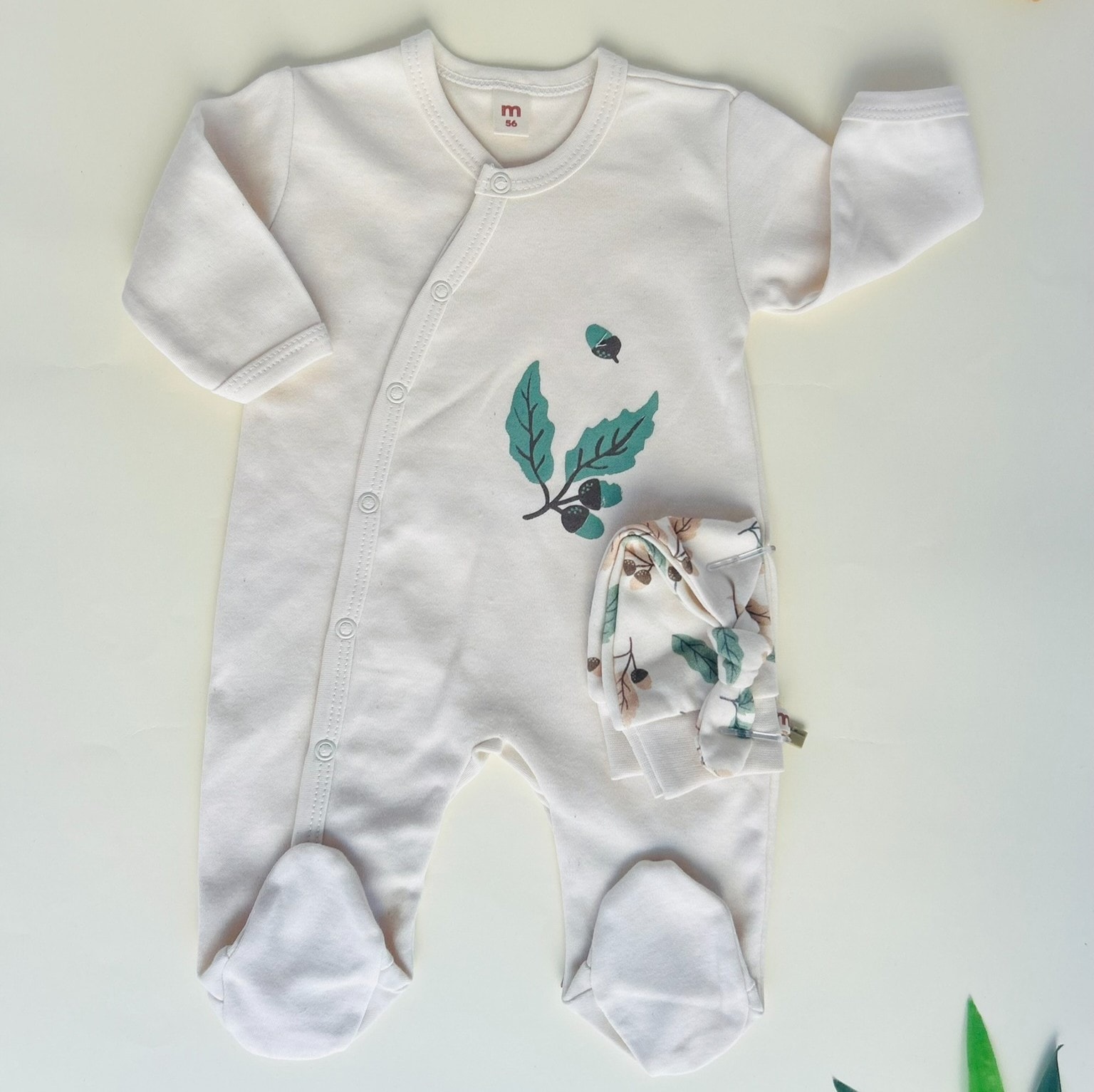 Yaprak Desenli 2'li Tulum Set | Tulum & Şapka