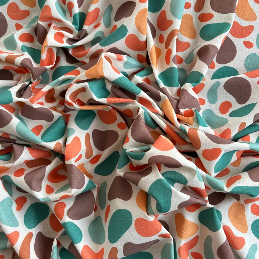Abstract Patterned Cotton Linen Fabric / DRY 23