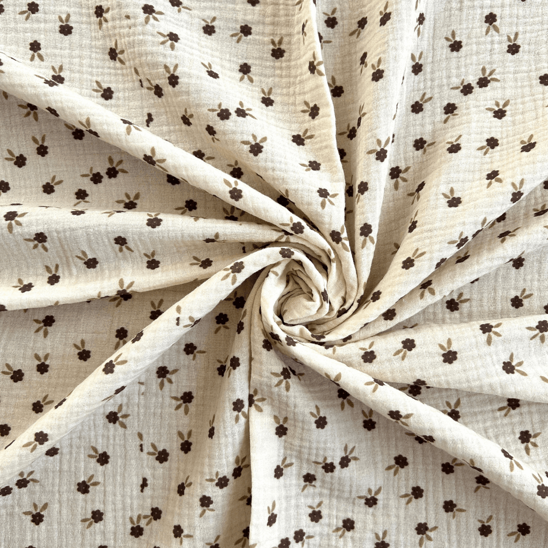 Crisp Flower Pattern Cotton Double Layer Muslin Fabric / DRY 143 
