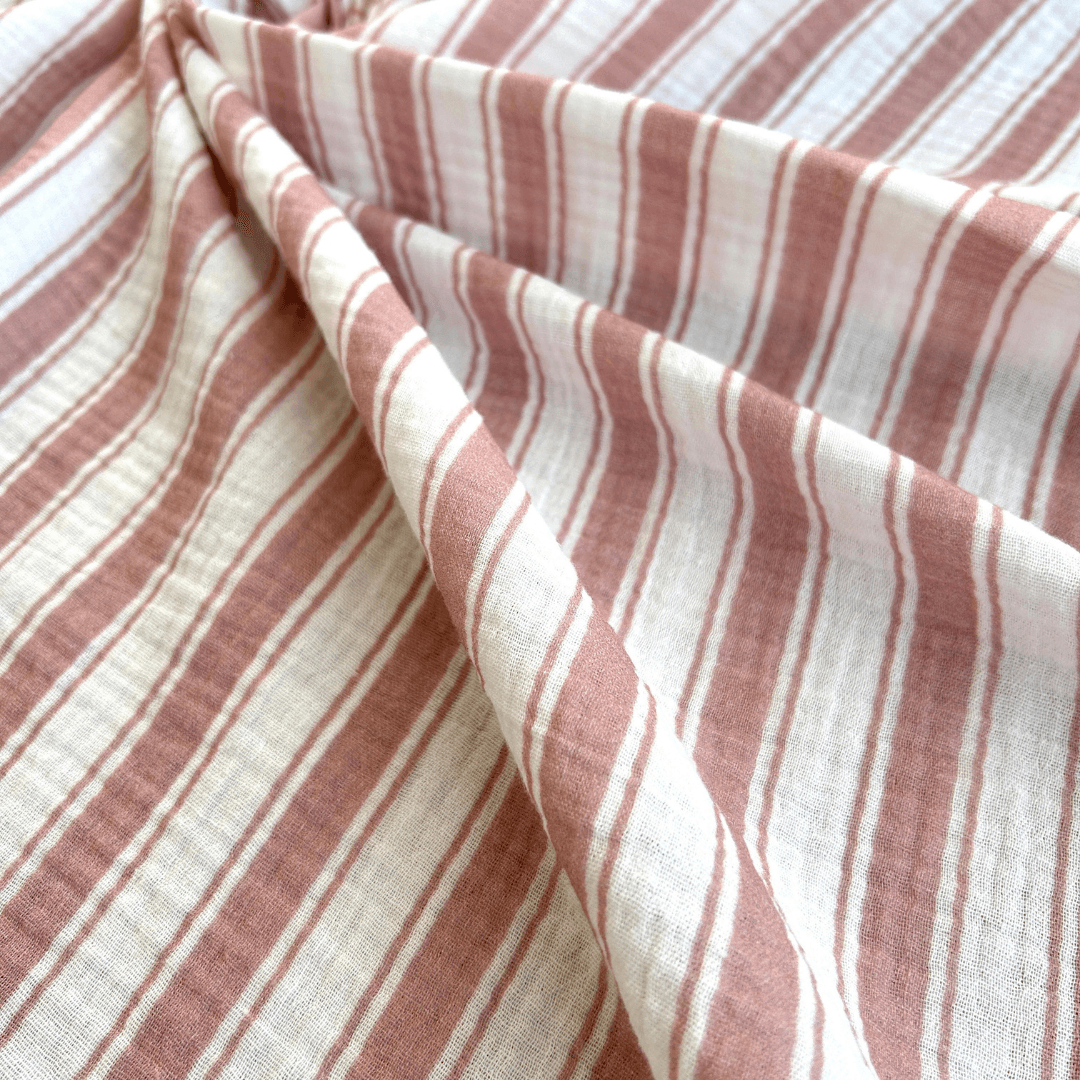 Double Layer Cotton Muslin Fabric with Bold Stripe Pattern / DRY 149 
