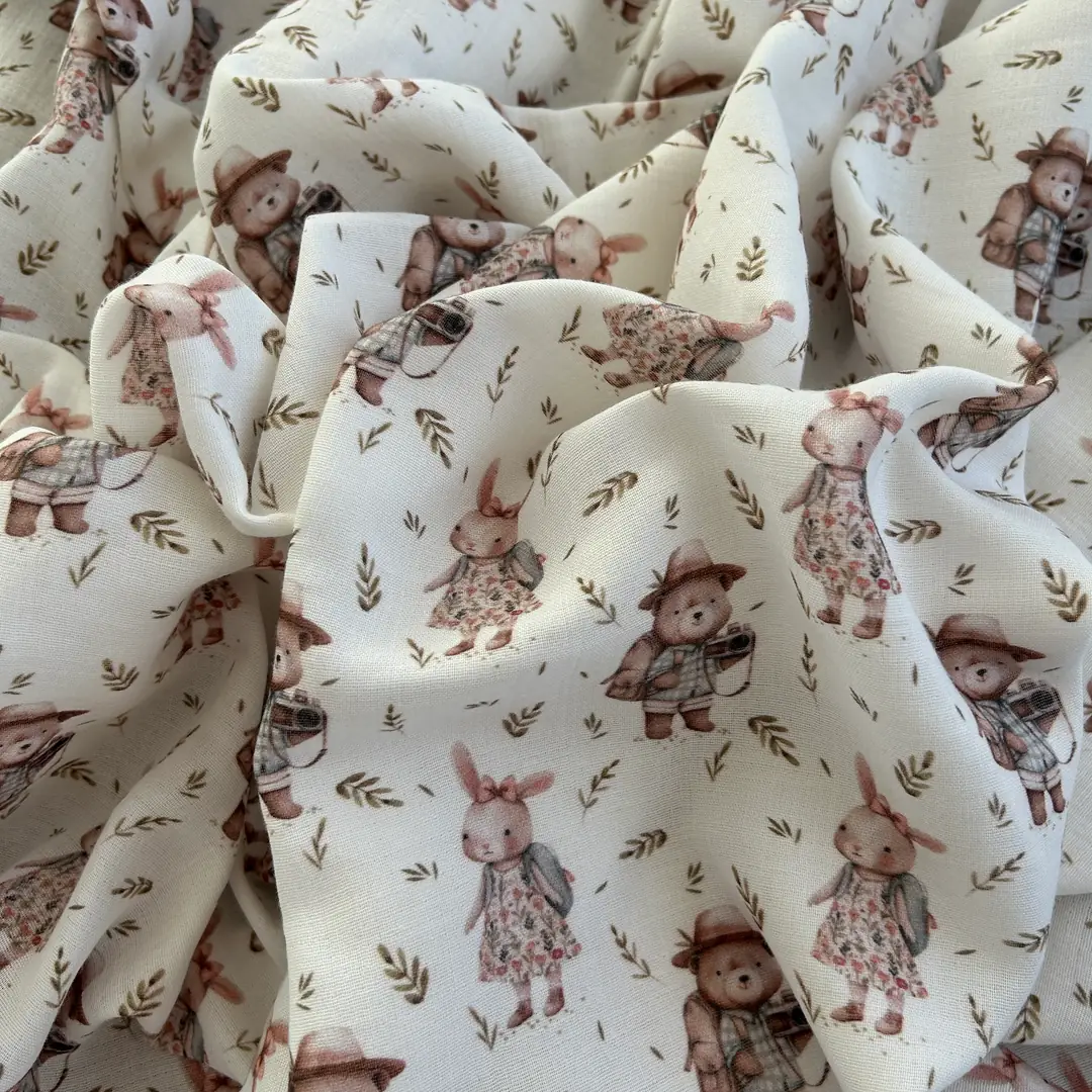 Toptan Müslin Kumaş / Bebek / Hayvan Desenli / DRY - 190