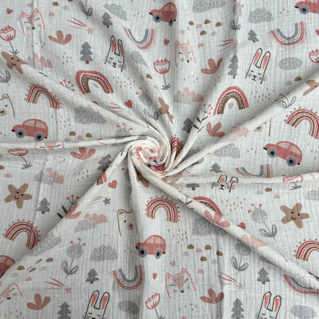 Toptan Müslin Kumaş / Gökkuşağı Desenli / DRY - 65