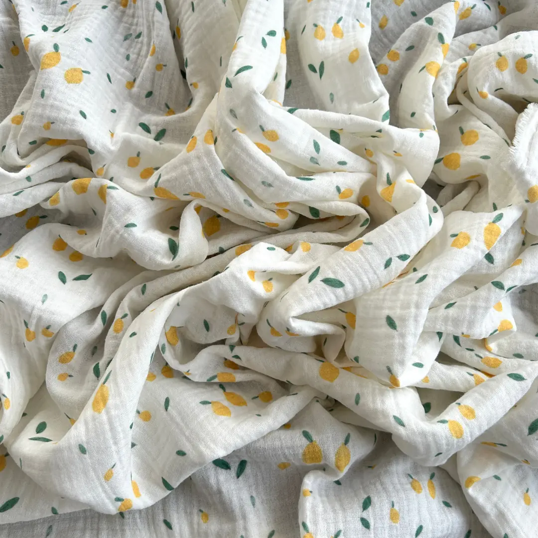 Toptan Müslin Kumaş / Limon Desenli / DRY - 129