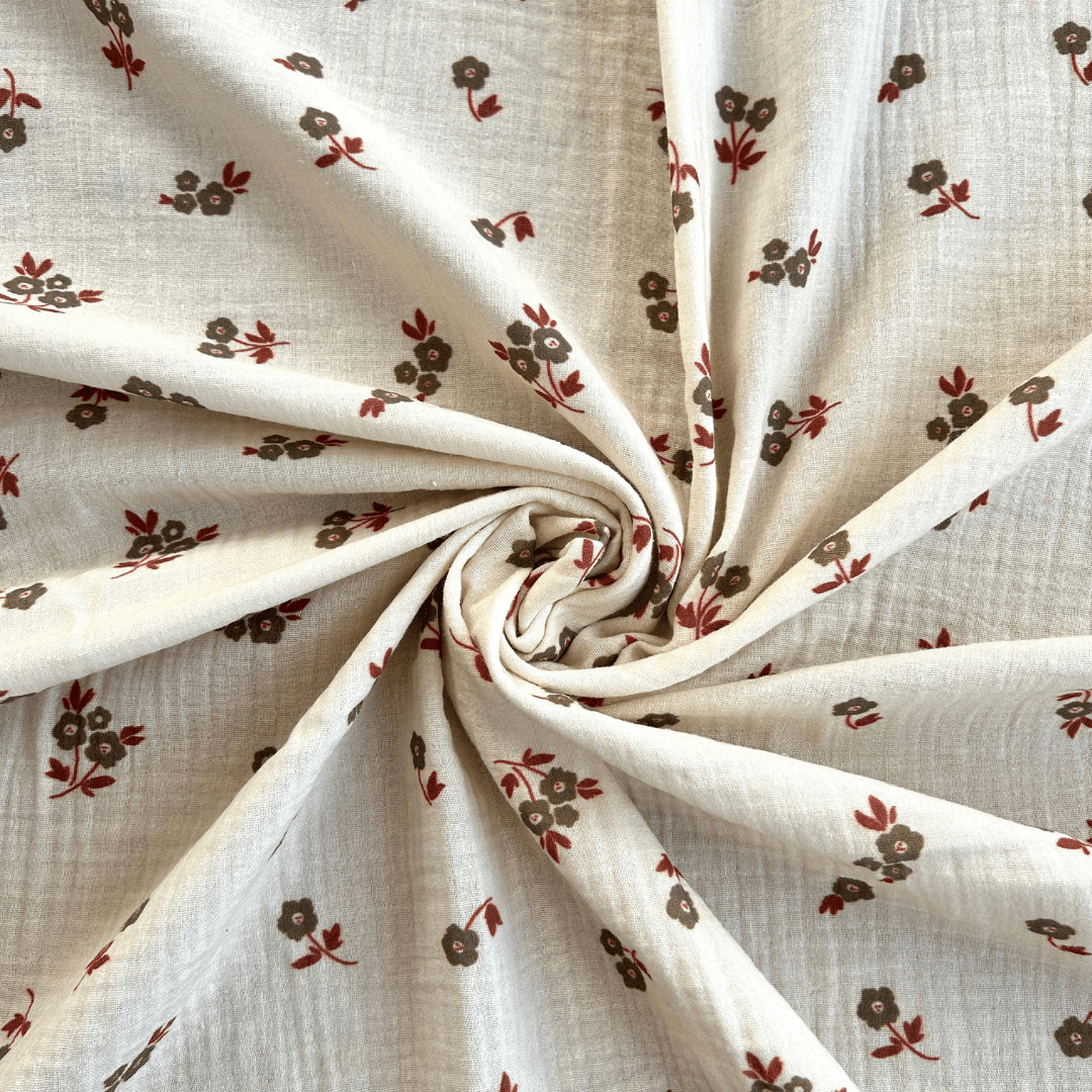 Crispy Flower Pattern Double Layer Cotton Muslin Fabric / DRY 135
