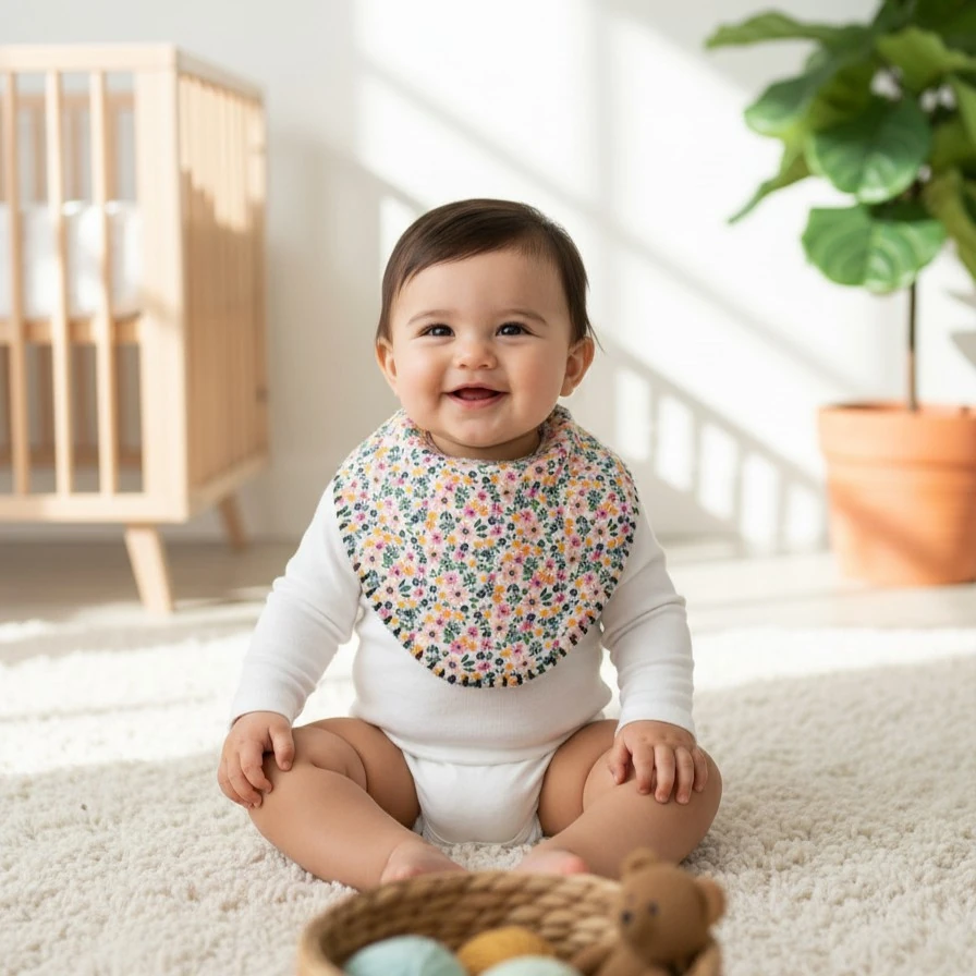 Çok Amaçlı Desenli 4N1 Müslin Önlük / Omuz Bezi - Çıtır Çiçek