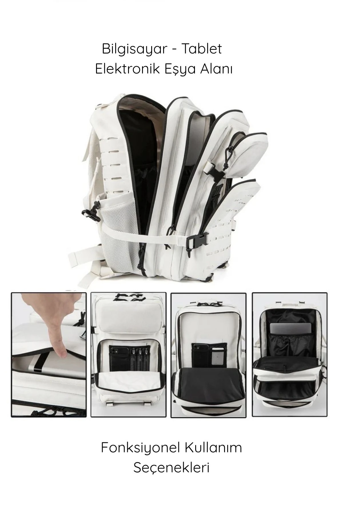 Beyaz Sırt Çantası | Outdoor Sırt Çantası | Taktik Sırt Çantası