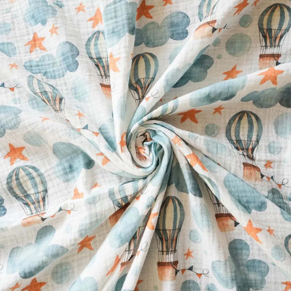 Toptan Müslin Kumaş / Çocuk / Bulut Desenli / DRY - 04