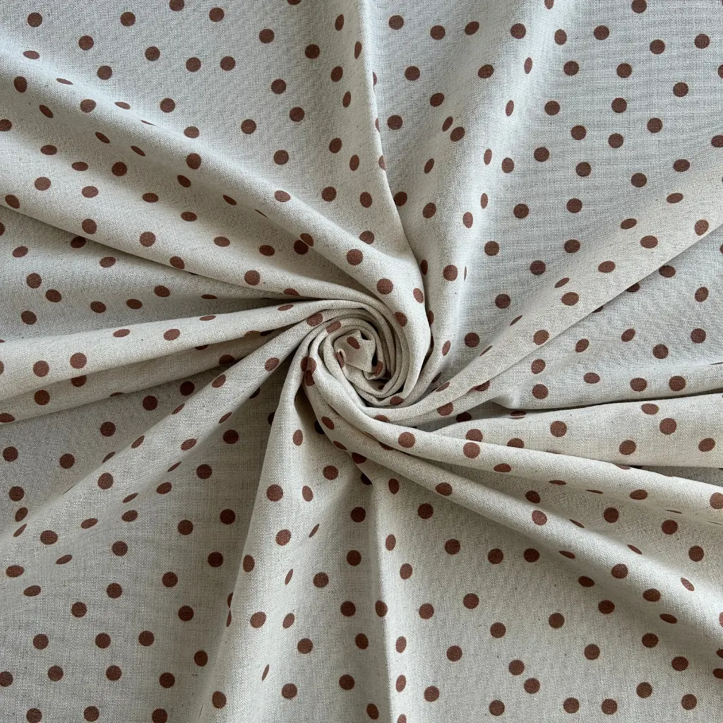 Toptan Viskon Keten Kumaş / Küçük Puantiye Desenli / DRY - 159