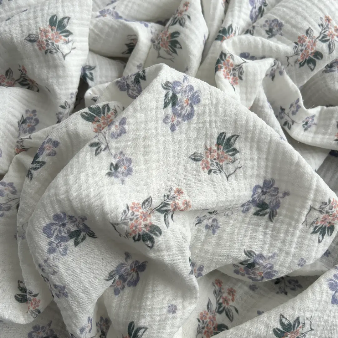 Toptan Müslin Kumaş / Çiçek Desenli / DRY - 214