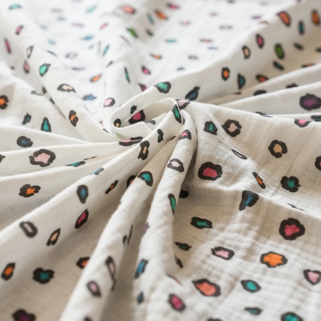 Toptan Müslin Kumaş / Renkli Leopar Desenli / DRY - 53