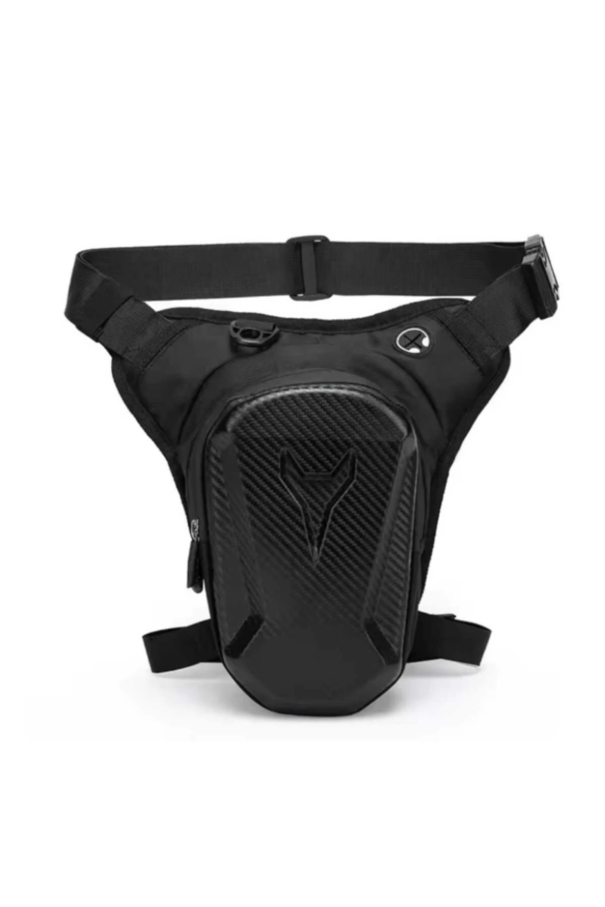 Siyah Karbon Motorsiklet Çantası | Omuz - Bacak Çantası