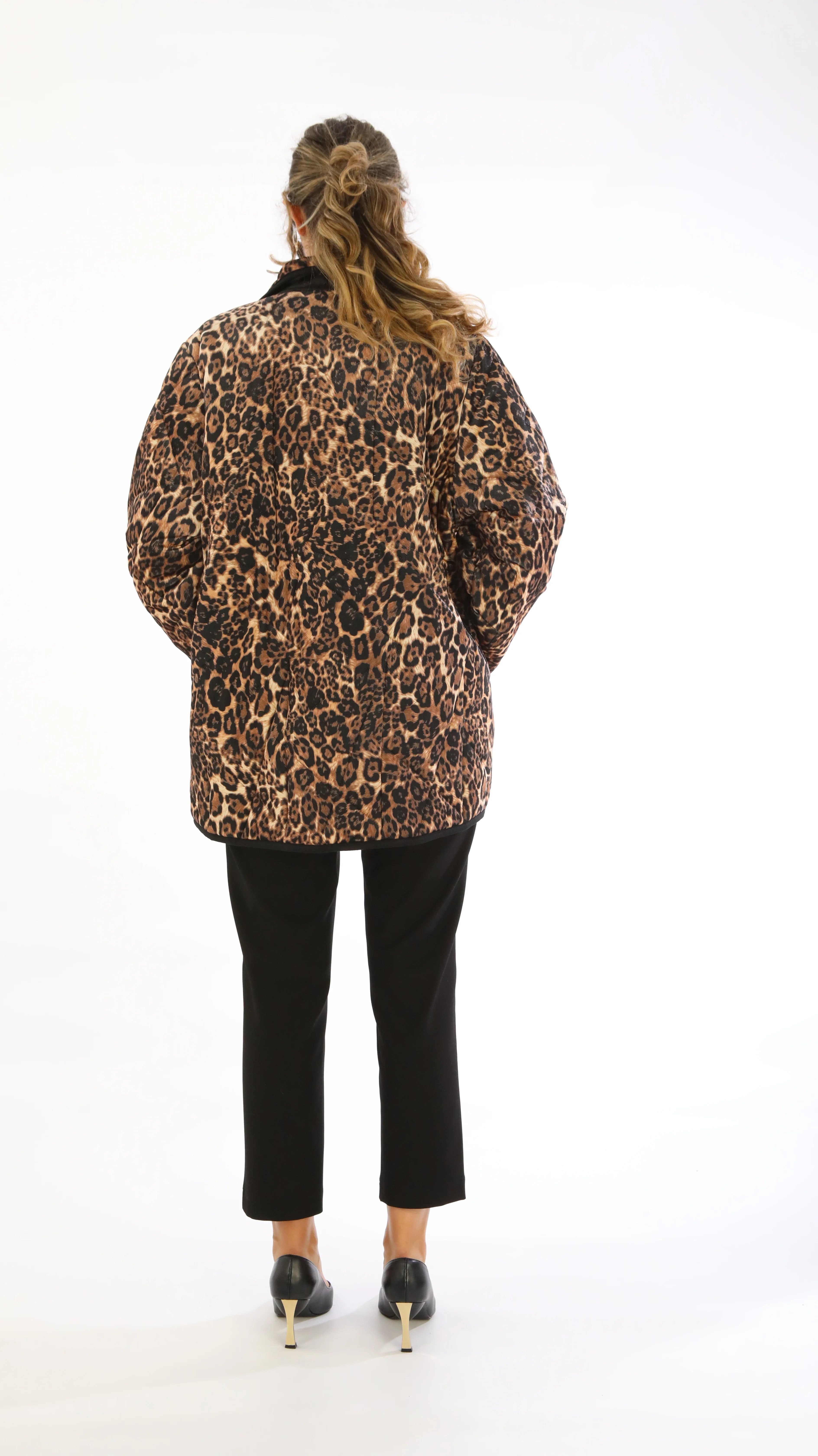 Leopar Desen Büyük Beden Kısa Mont