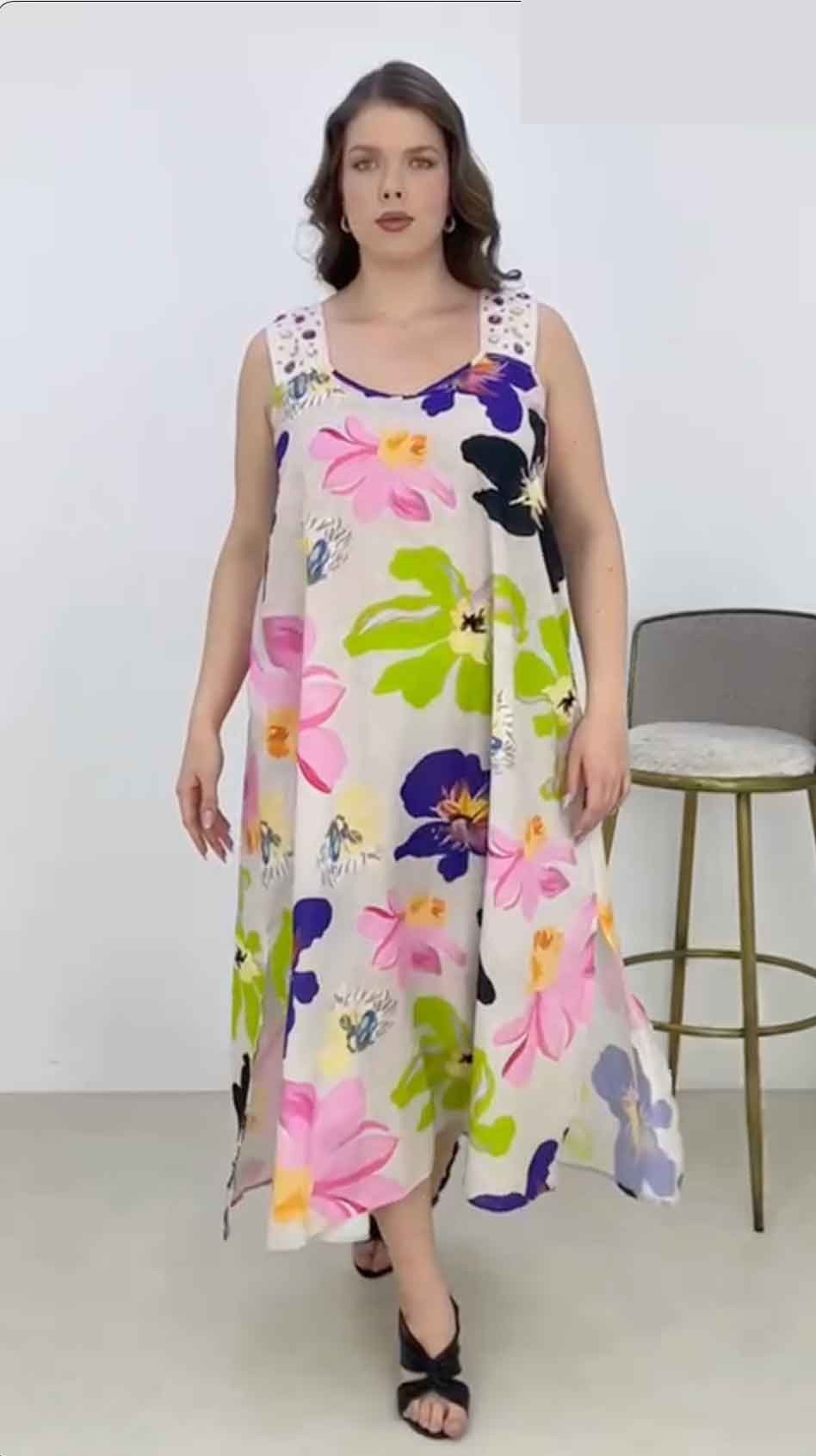 Büyük Beden Cng Elbise-Patterned