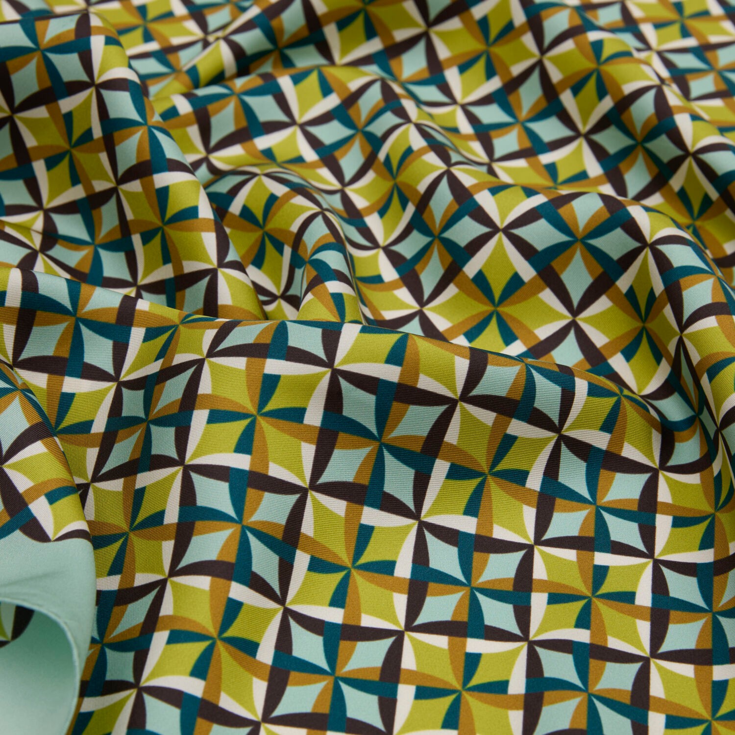 Mint Diamond Line Retro Desen Twill İpek Eşarp