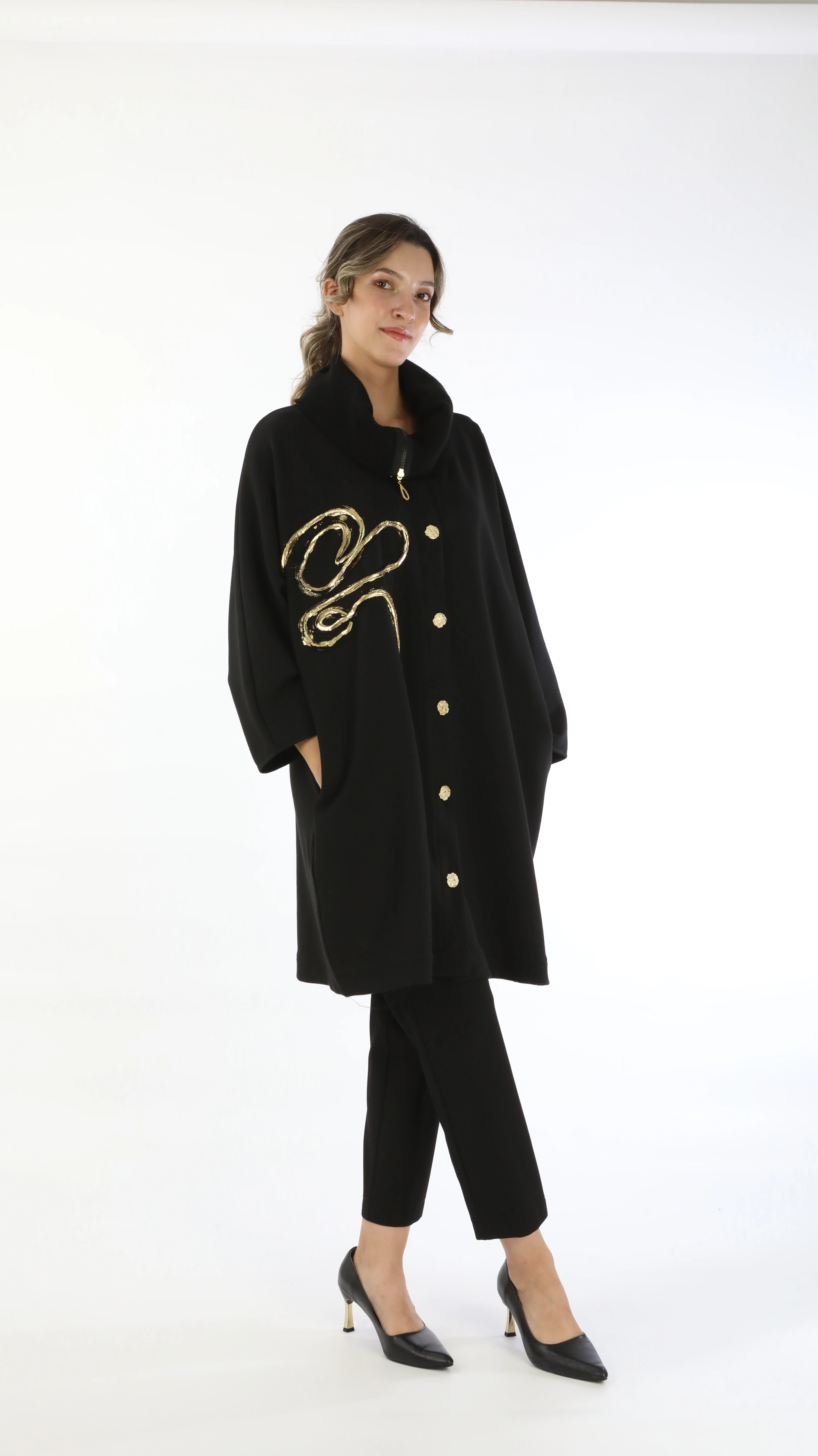 Varaklı Triko Büyük Beden Mont