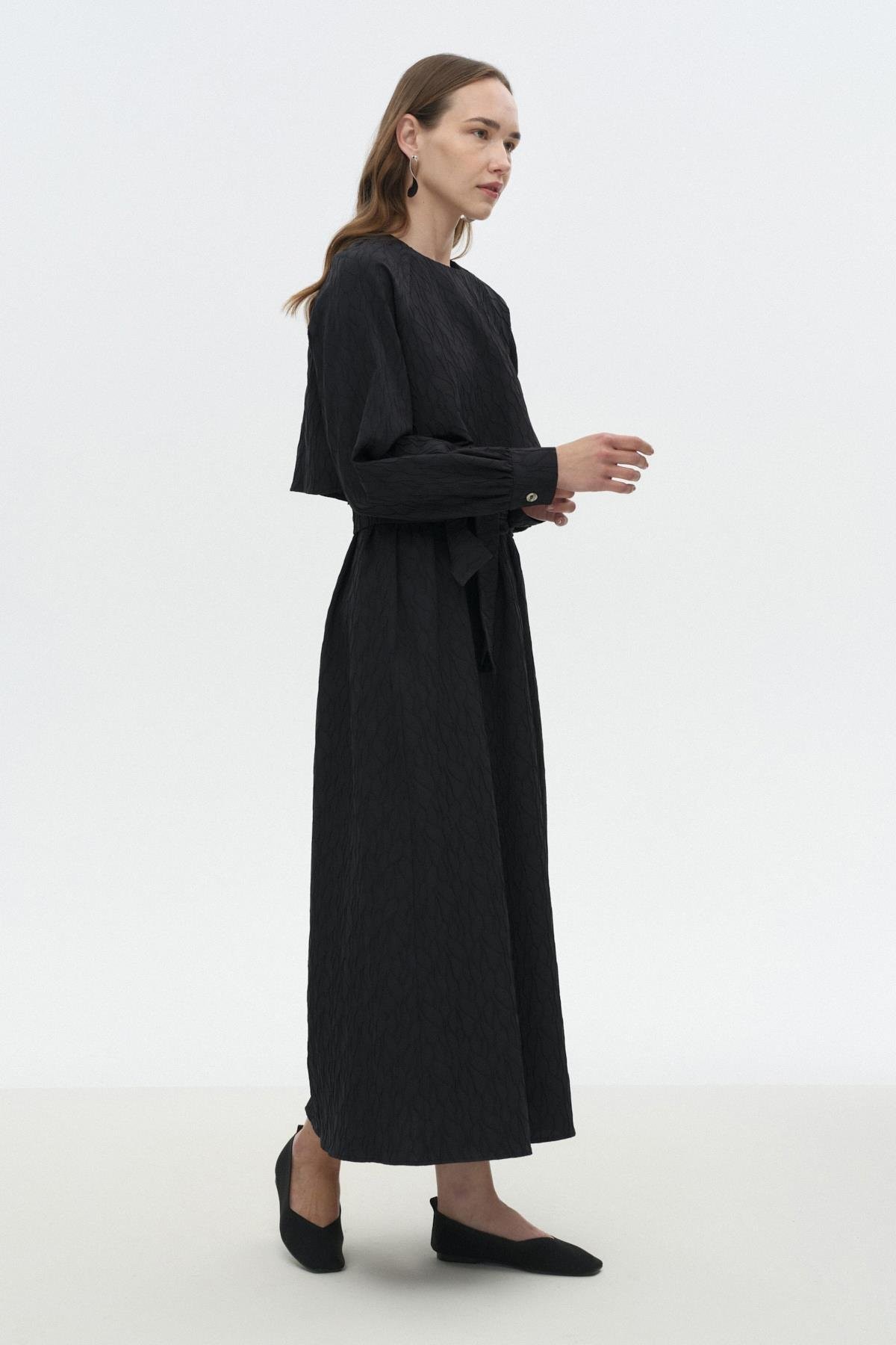 Pelerinli Poplin Elbise