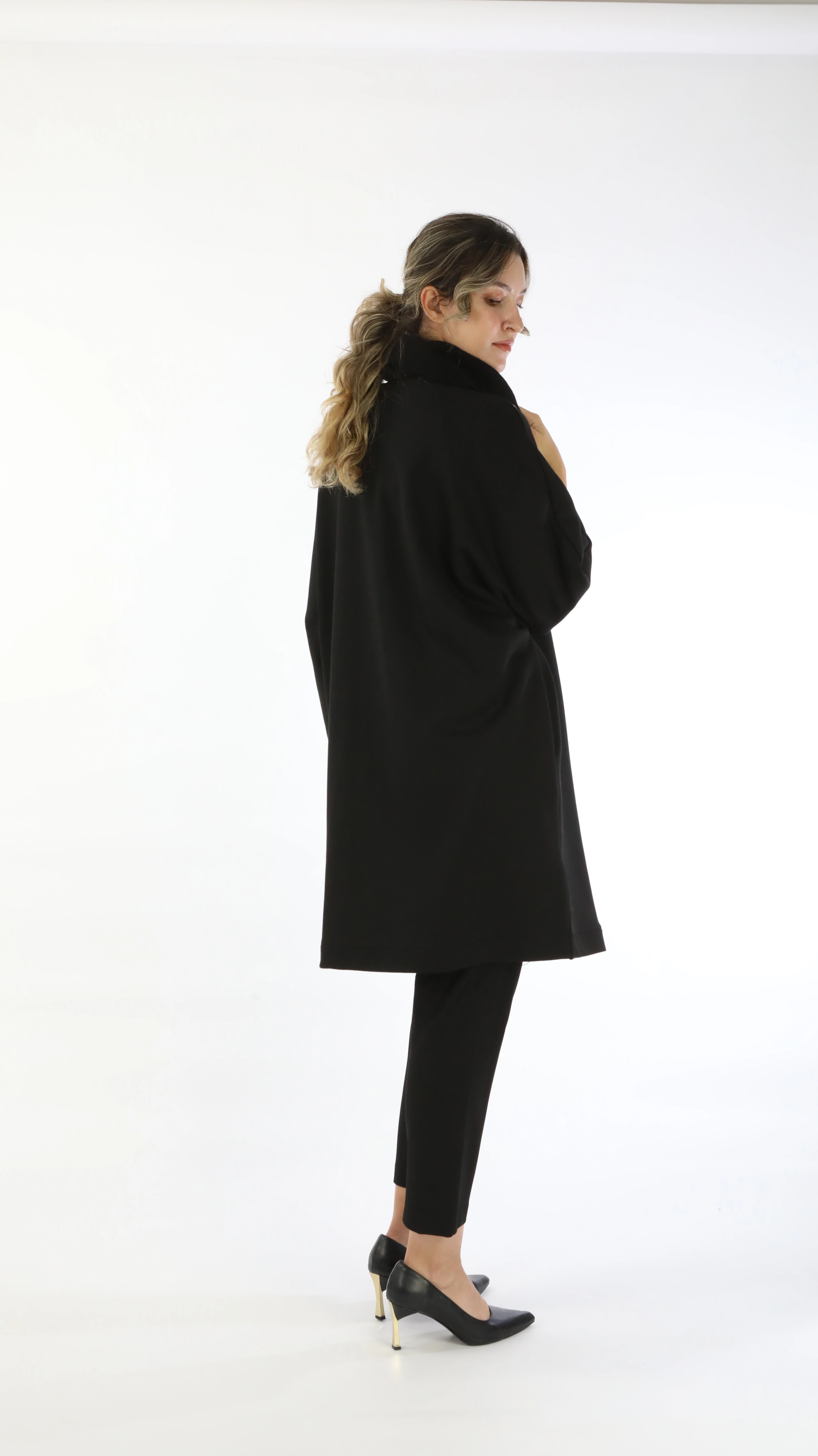 Varaklı Triko Büyük Beden Mont