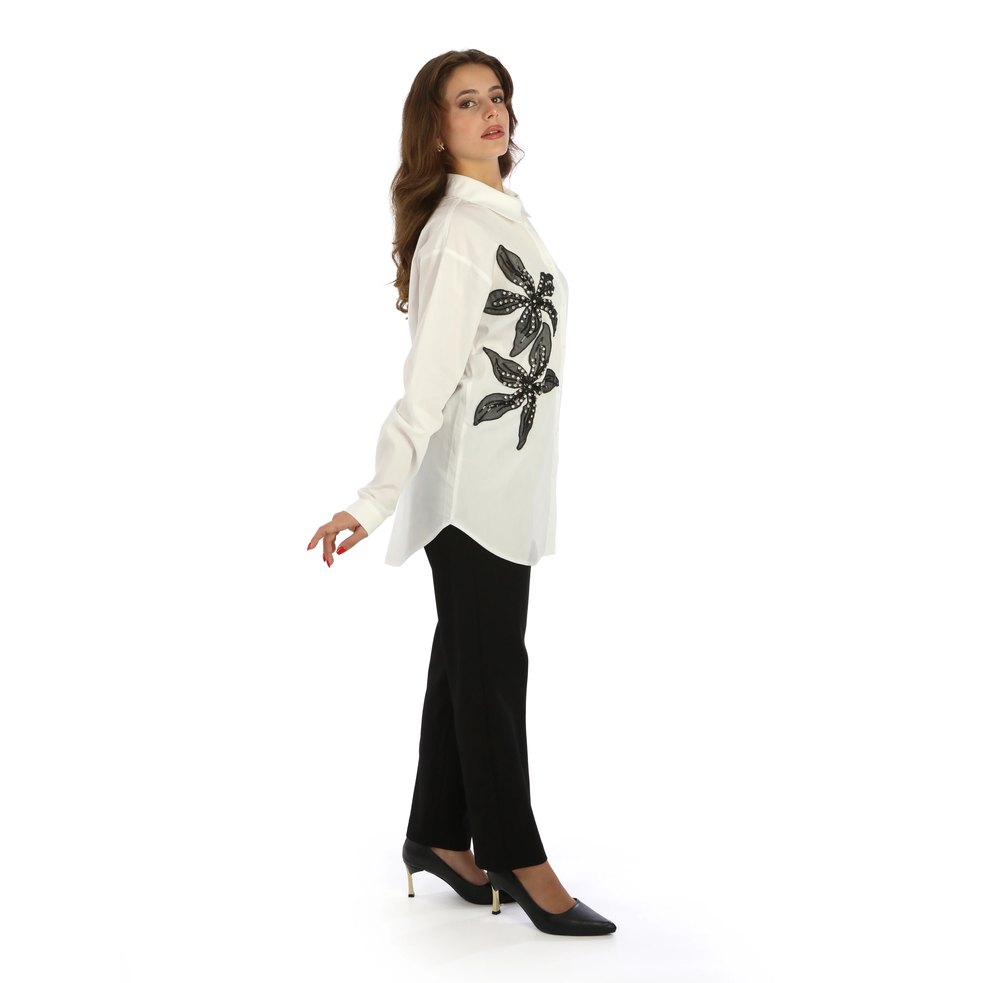 Süff Taş Çiçekli Koton Gömlek