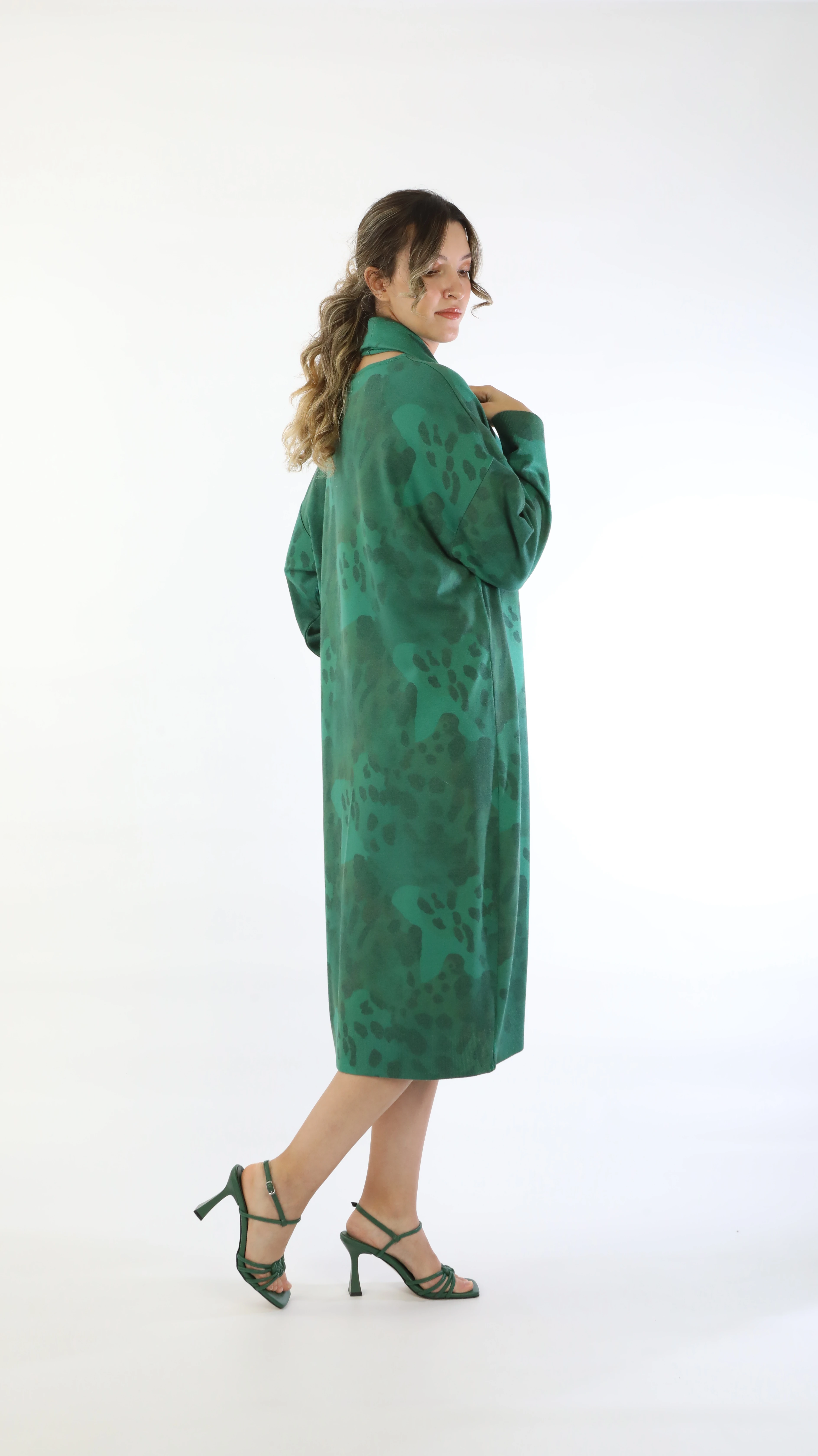 Fular Detaylı Viskoz Büyük Beden Elbise 