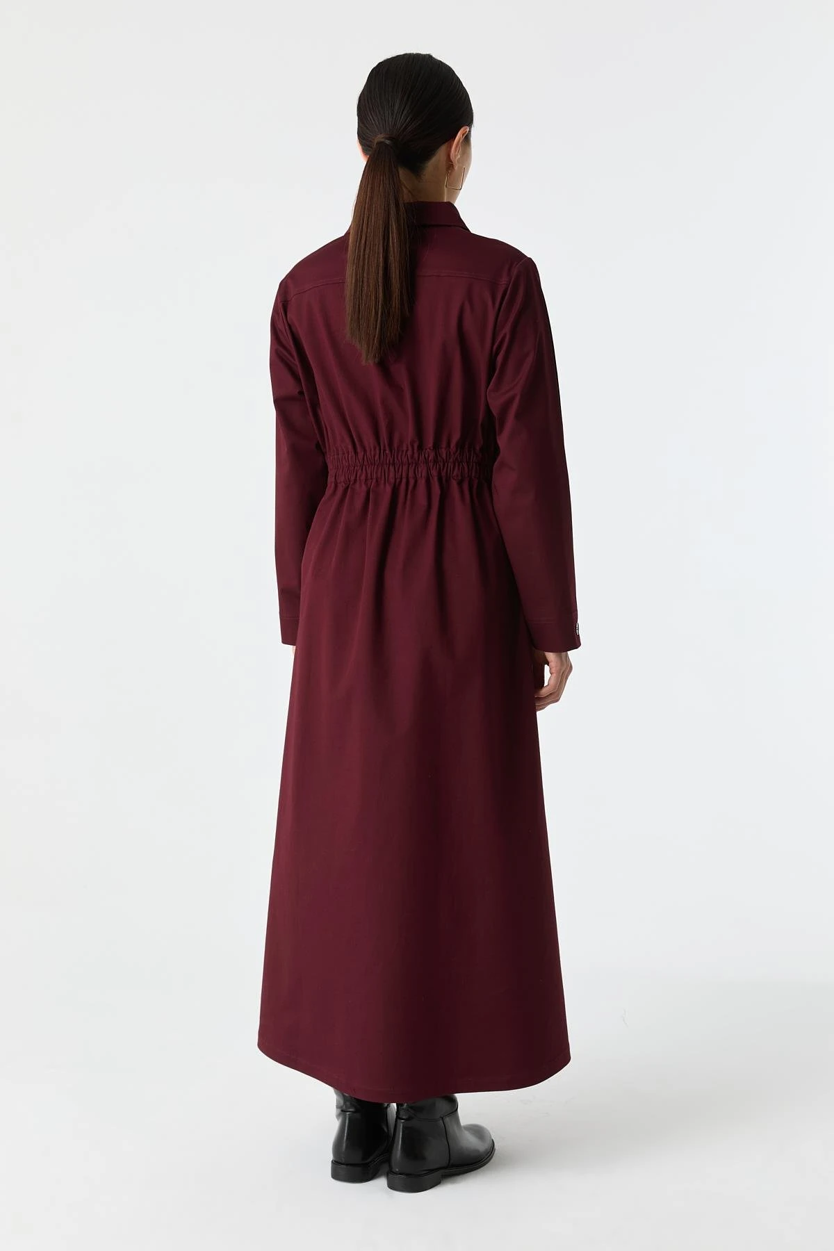 Cep Detaylı Elastik Belli Pamuk Elbise