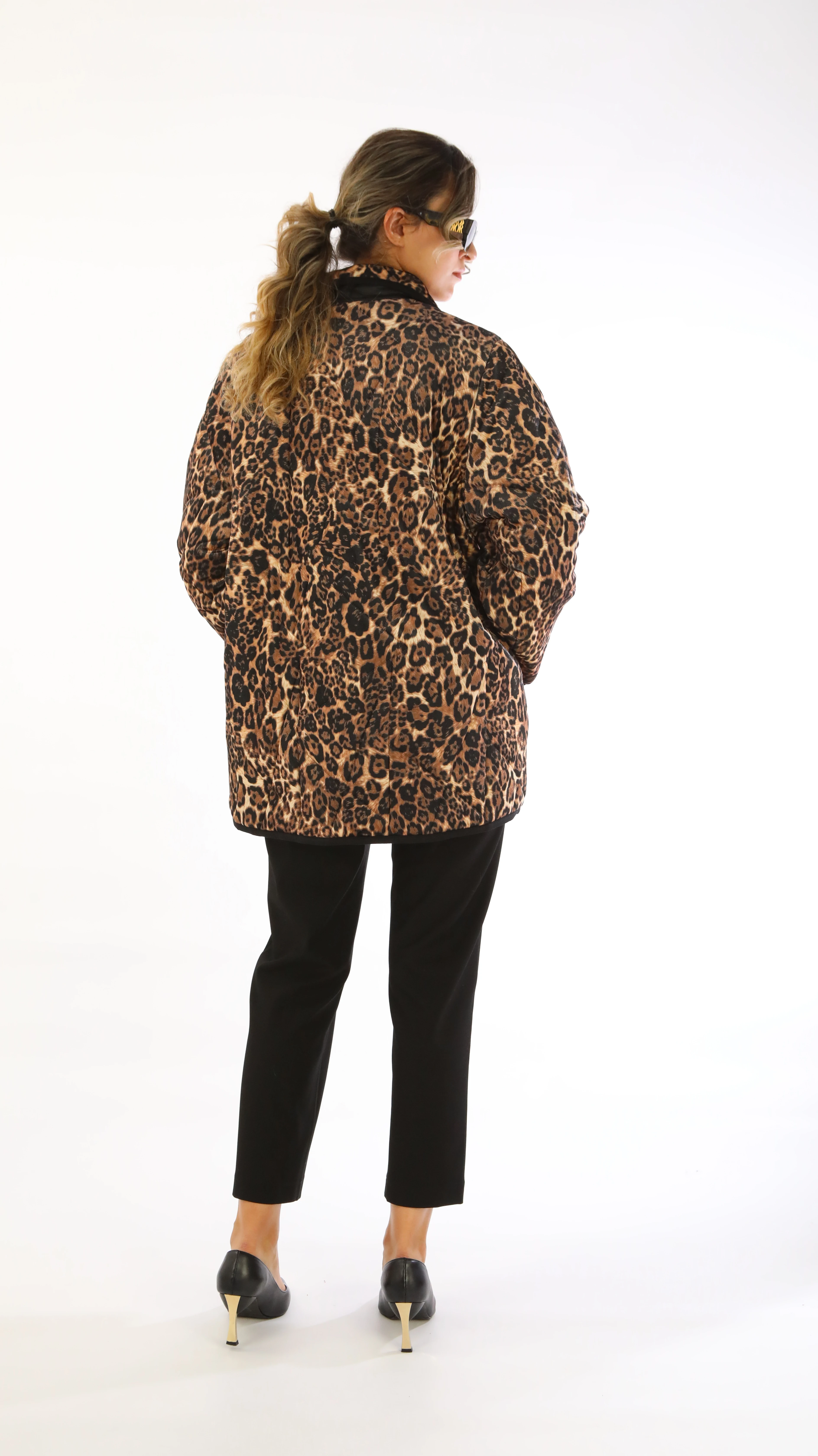 Leopar Desen Büyük Beden Kısa Mont