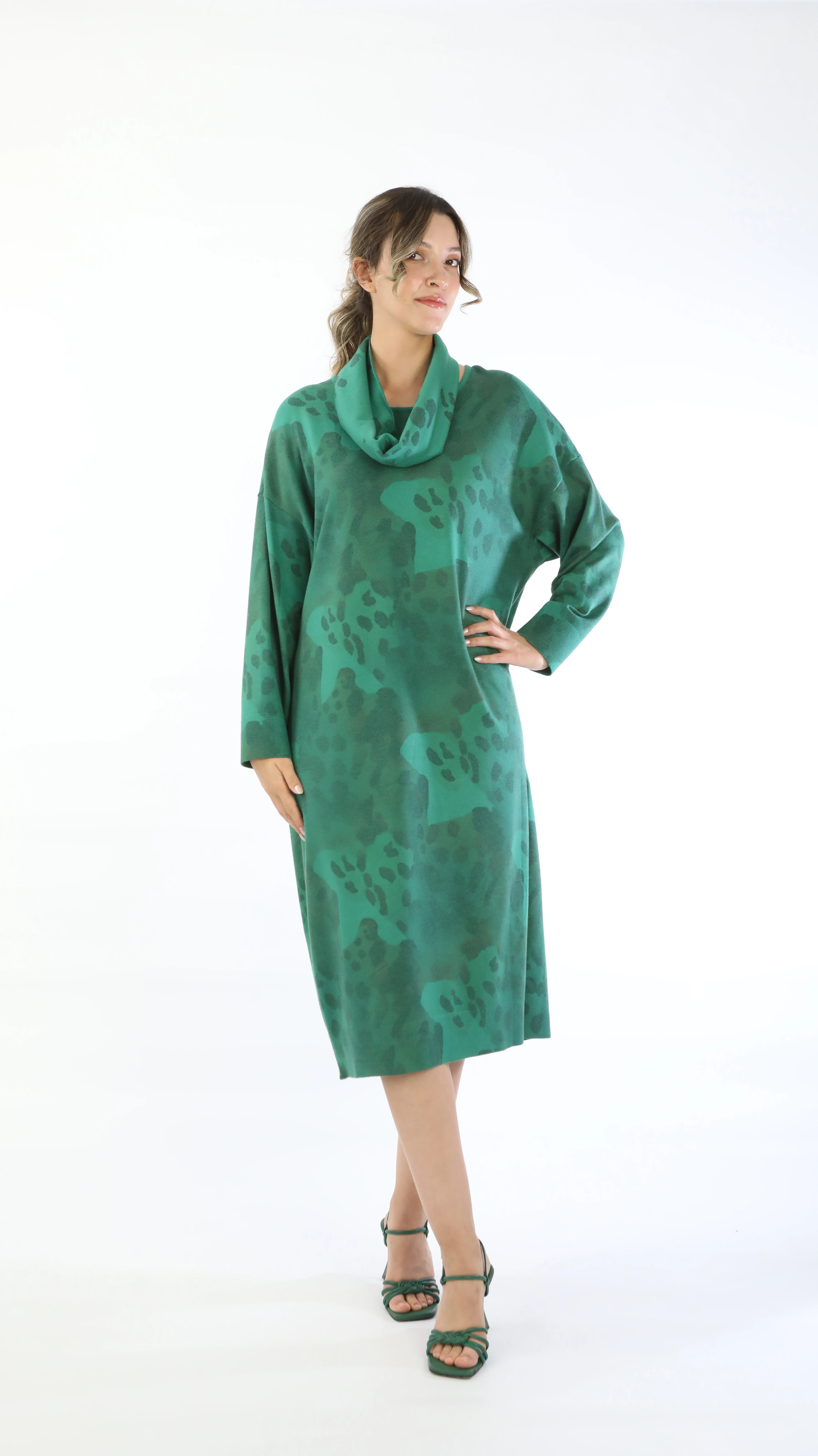 Fular Detaylı Viskoz Büyük Beden Elbise 