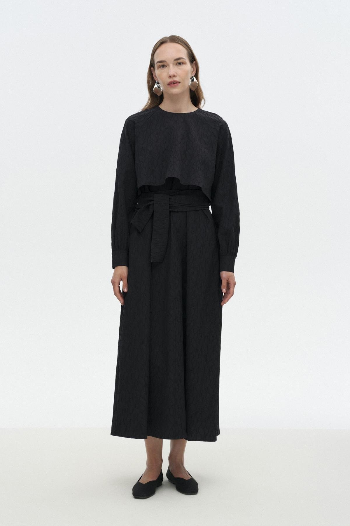 Pelerinli Poplin Elbise