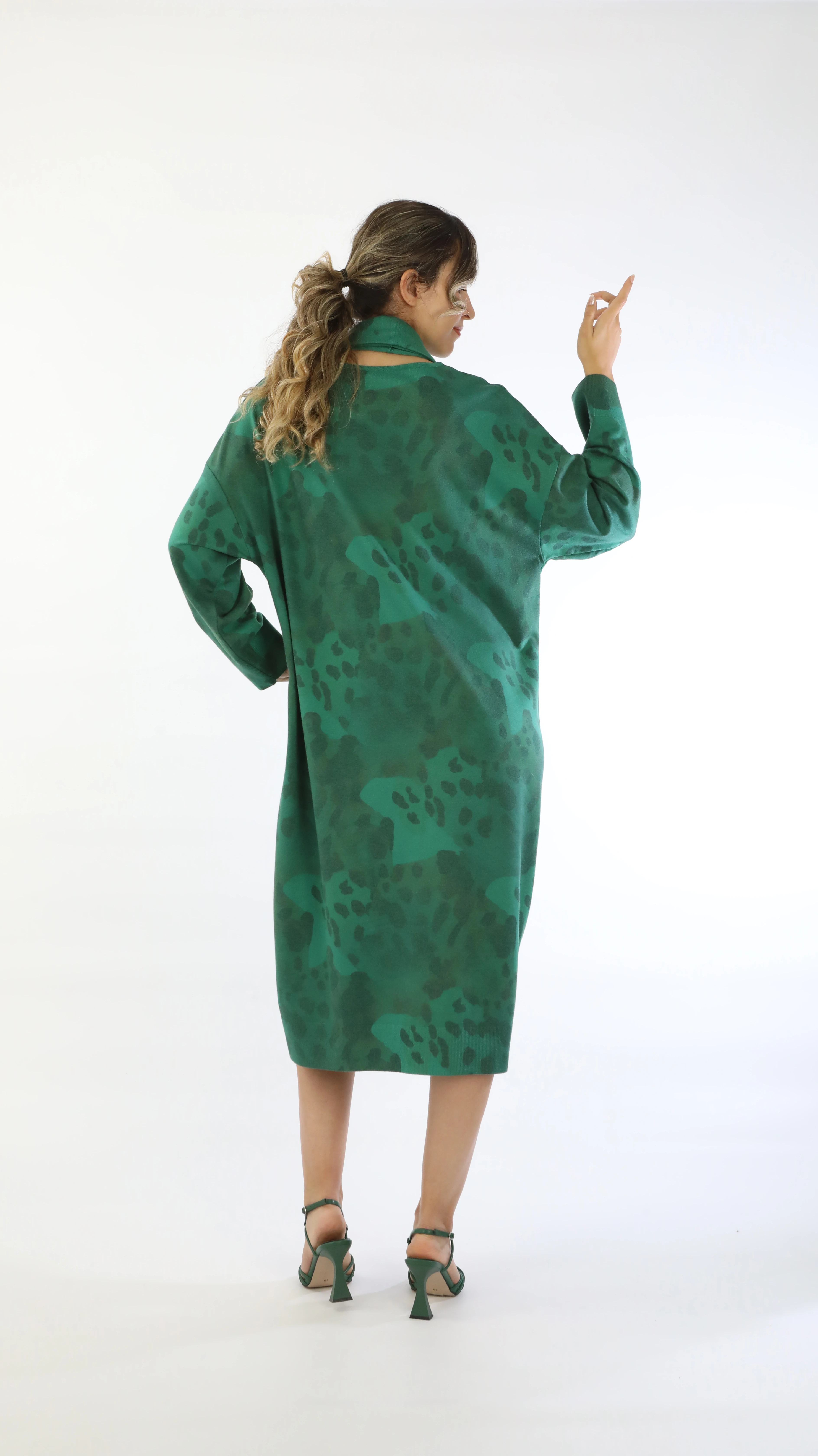 Fular Detaylı Viskoz Büyük Beden Elbise 