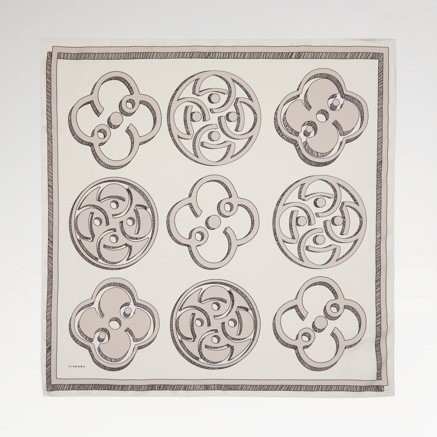 Vizon Vismara Monogram Desenli Twill İpek Eşarp