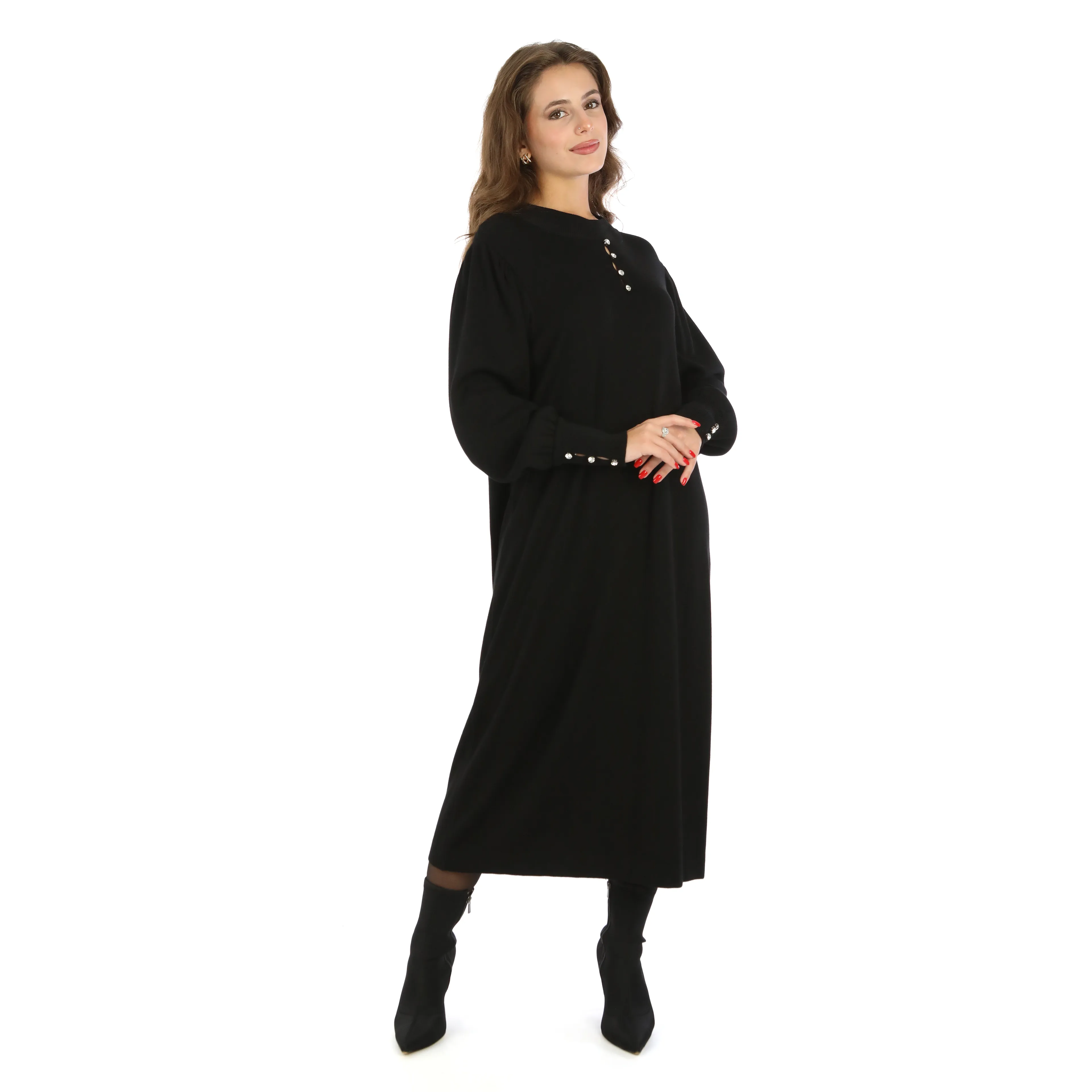 Taş Detaylı Viskoz Elbise