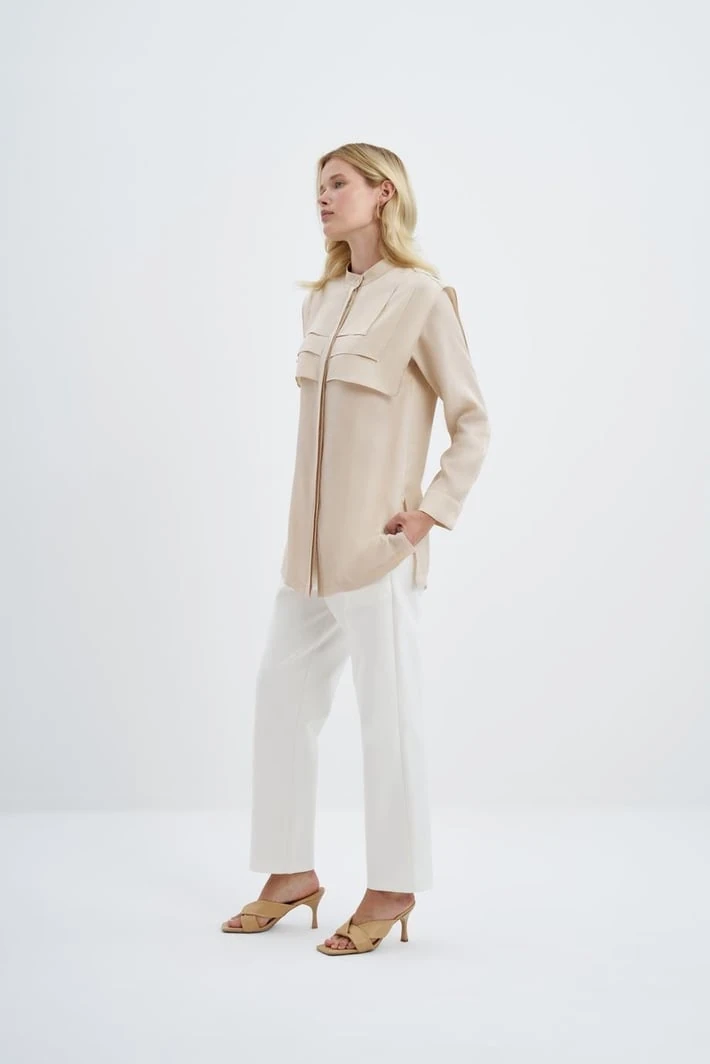 Kare Yakalı Liyosel Gömlek