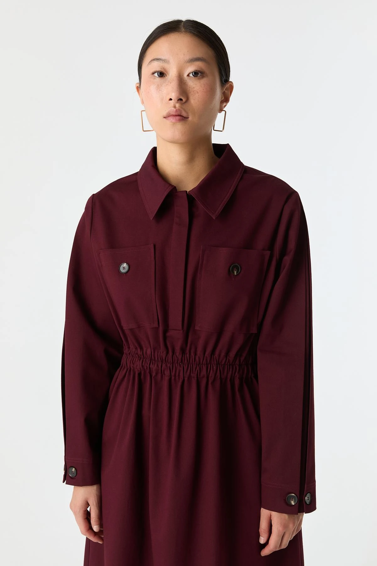 Cep Detaylı Elastik Belli Pamuk Elbise