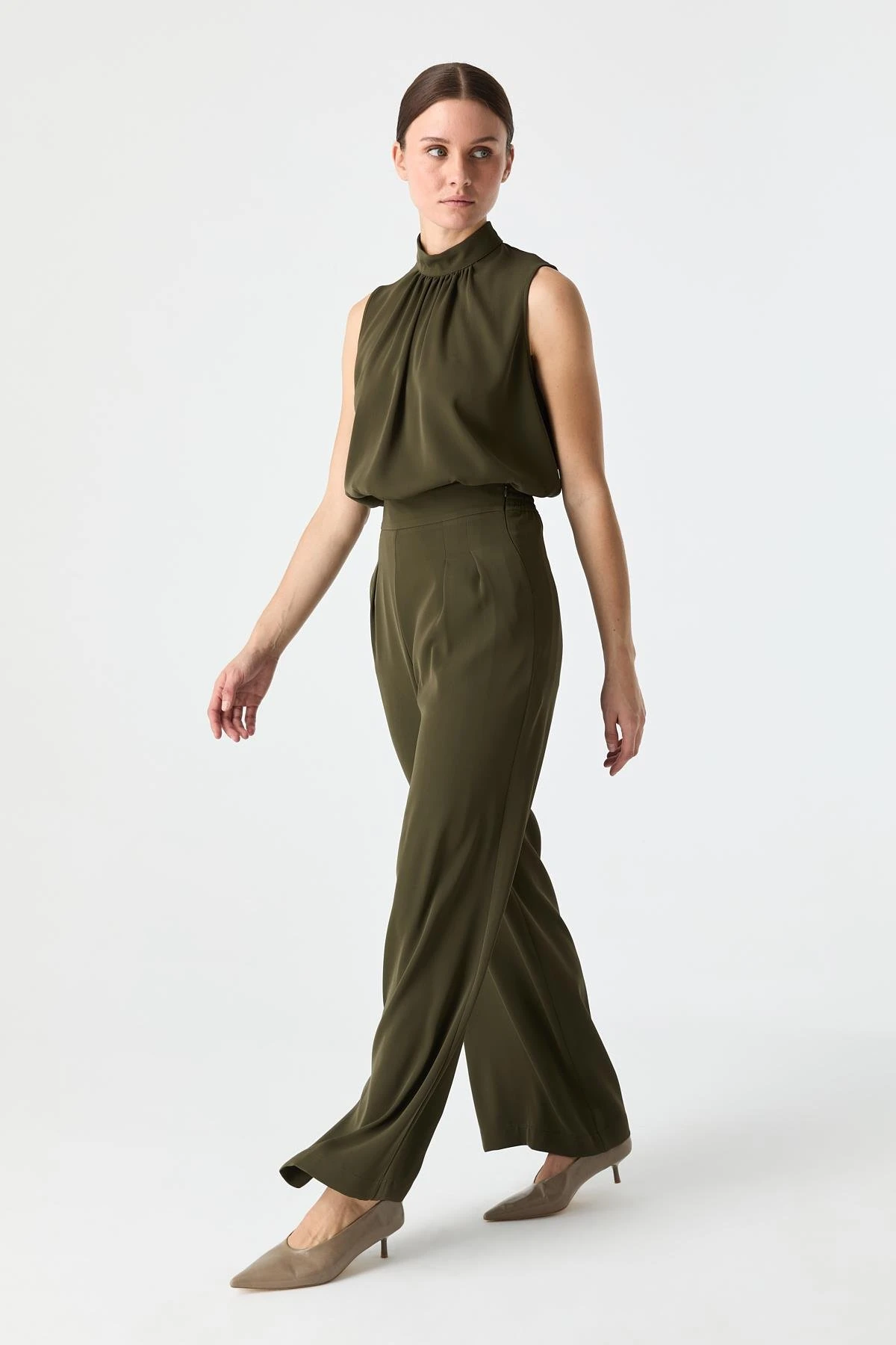 Çift Pilili Dökümlü Pantolon