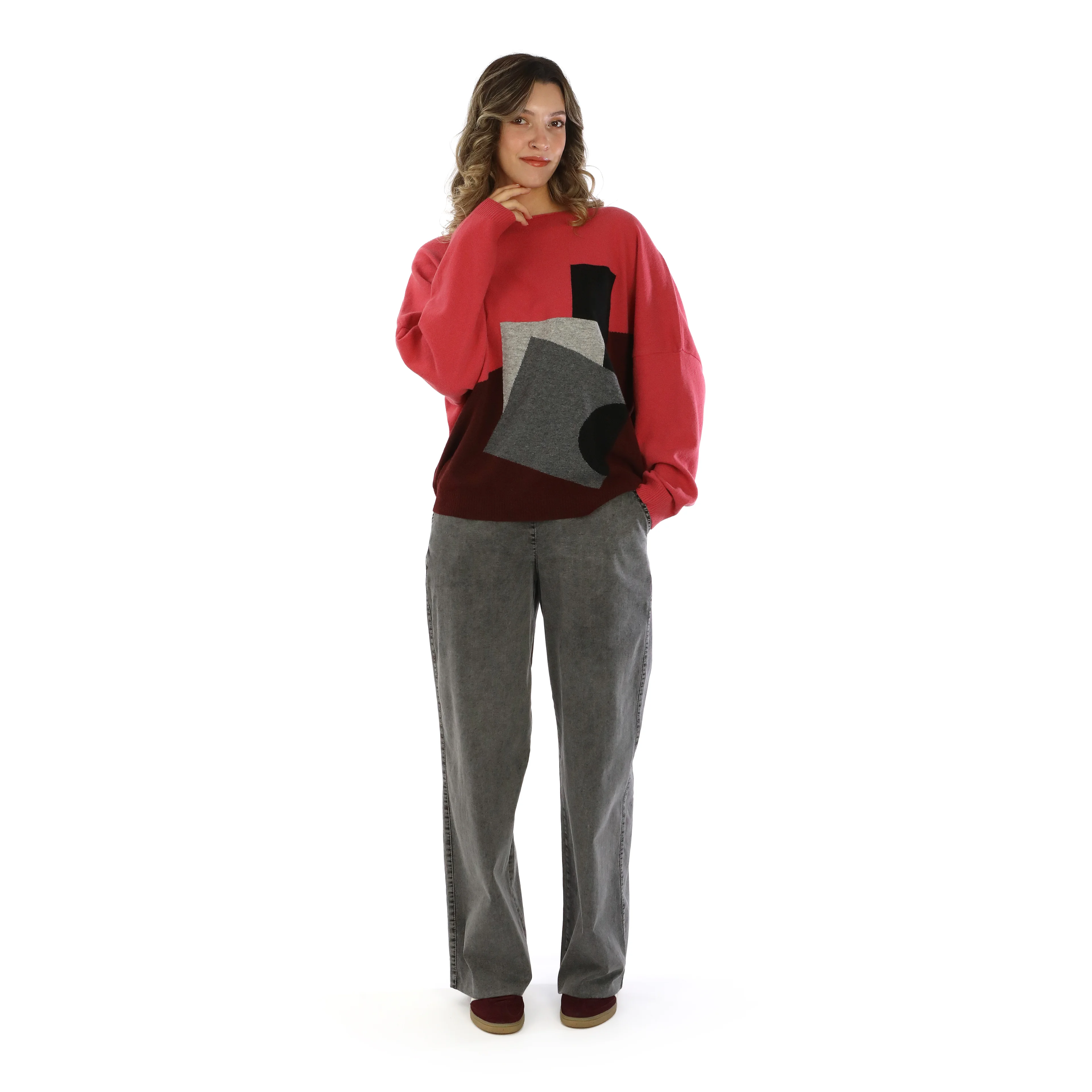 Kuzu Yünü Desenli Kazak  