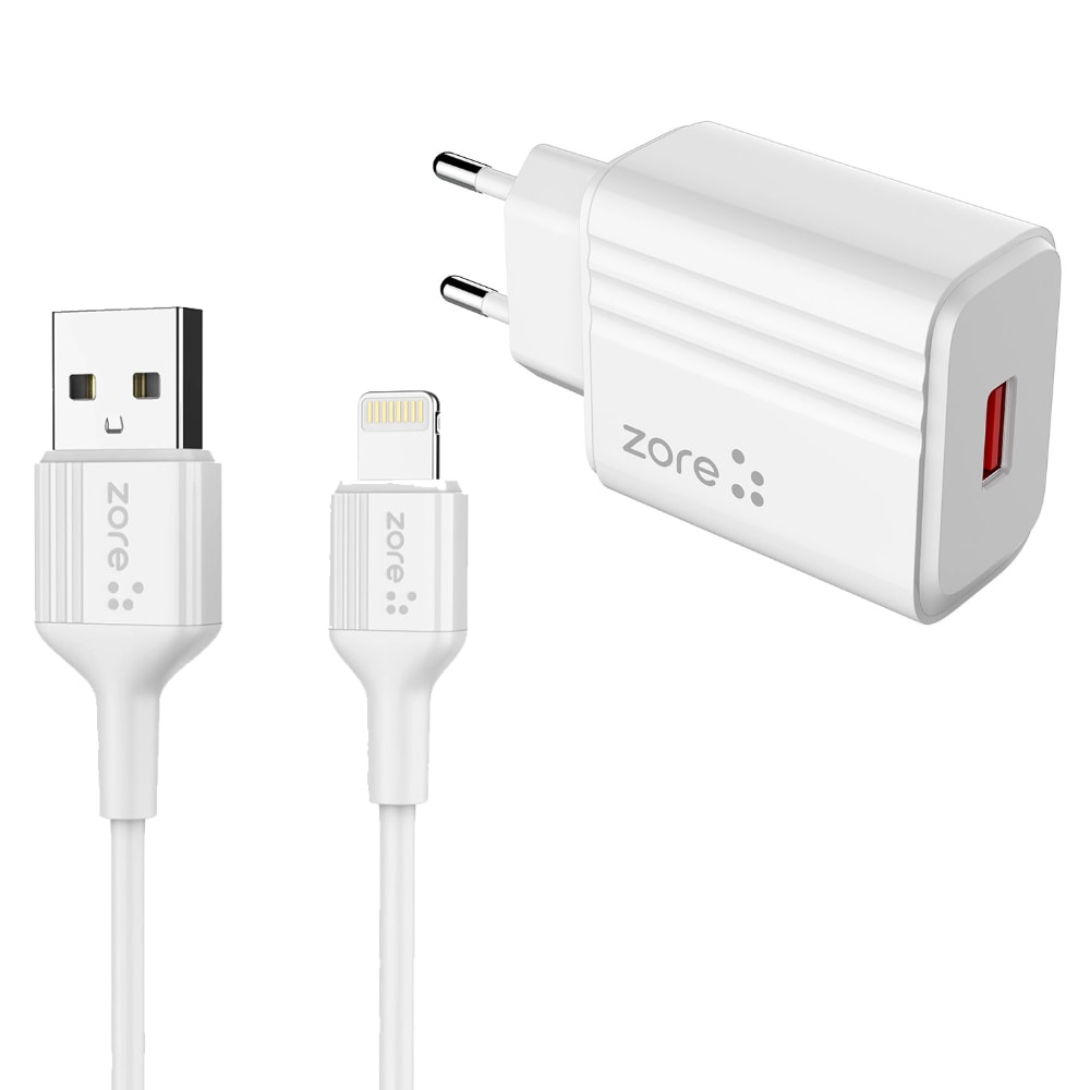 Zore Play Serisi PL1 Lightning 2in1 Seyahat Şarj Aleti 12W image