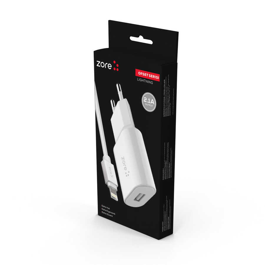 Zore Ofset Serisi ZCS-02 Lightning 2 in 1 Ev Şarj Seti 2.1A image