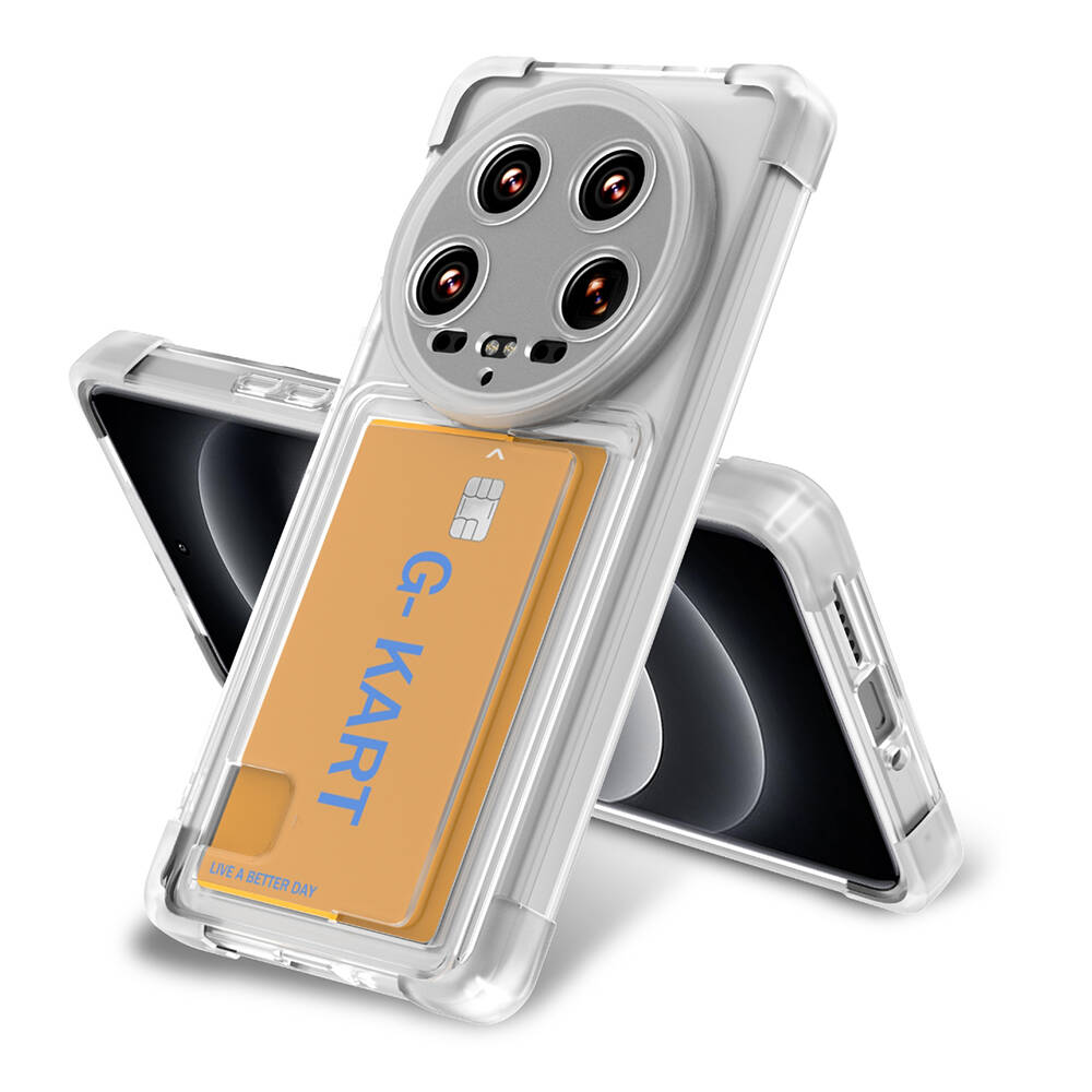 Xiaomi Mi 14 Ultra Kılıf Airbag Tasarımlı Şeffaf Kartlıklı Zore G-Kart Kapak image