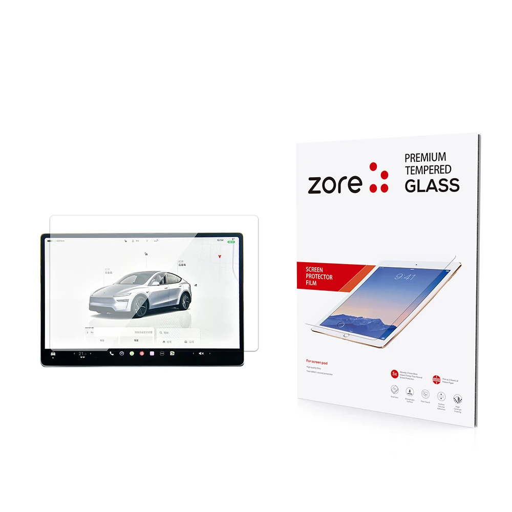 Tesla Model Y Zore Yeni Seri 2in1 Temperli Cam Araç Multimedya Ekran Koruyucu image