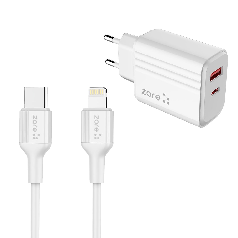 Zore Play Serisi PL08 Type-C to Lightning 2in1 PD Seyahat Şarj Aleti 20W image