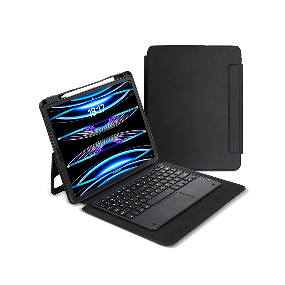 Apple iPad Pro 13 2025 M5 Zore Border Keyboard Bluetooh Bağlantılı Standlı Klavyeli Tablet Kılıfı image