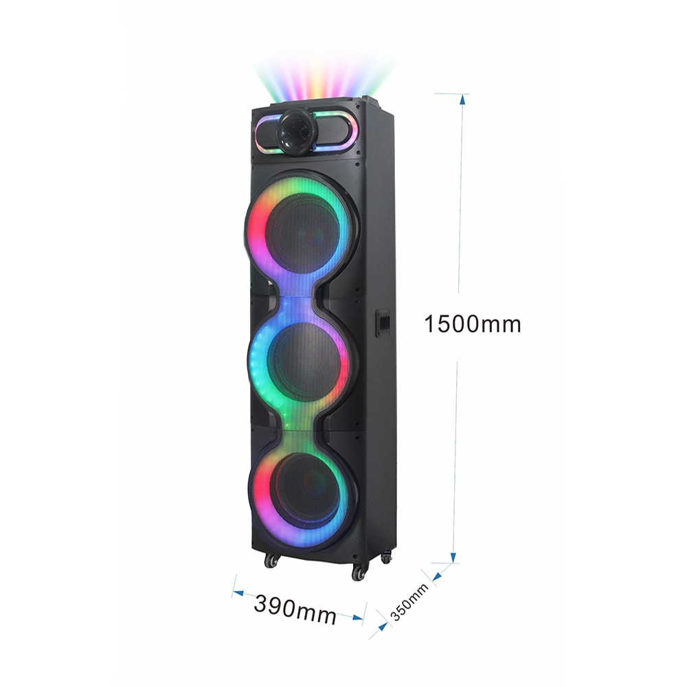 Zore GD-3126 Dijital LED Göstergeli Mikrofonlu RGB TWS Üçlü 10 inç Stereo Bass Kablosuz Karaoke Hoparlör