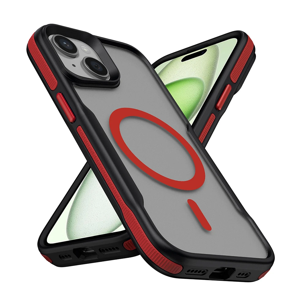 Apple iPhone 14 Kılıf M-safe Şarj Özellikli Renkli Kenar Airbag Şeritli Zore Lamer Kapak image