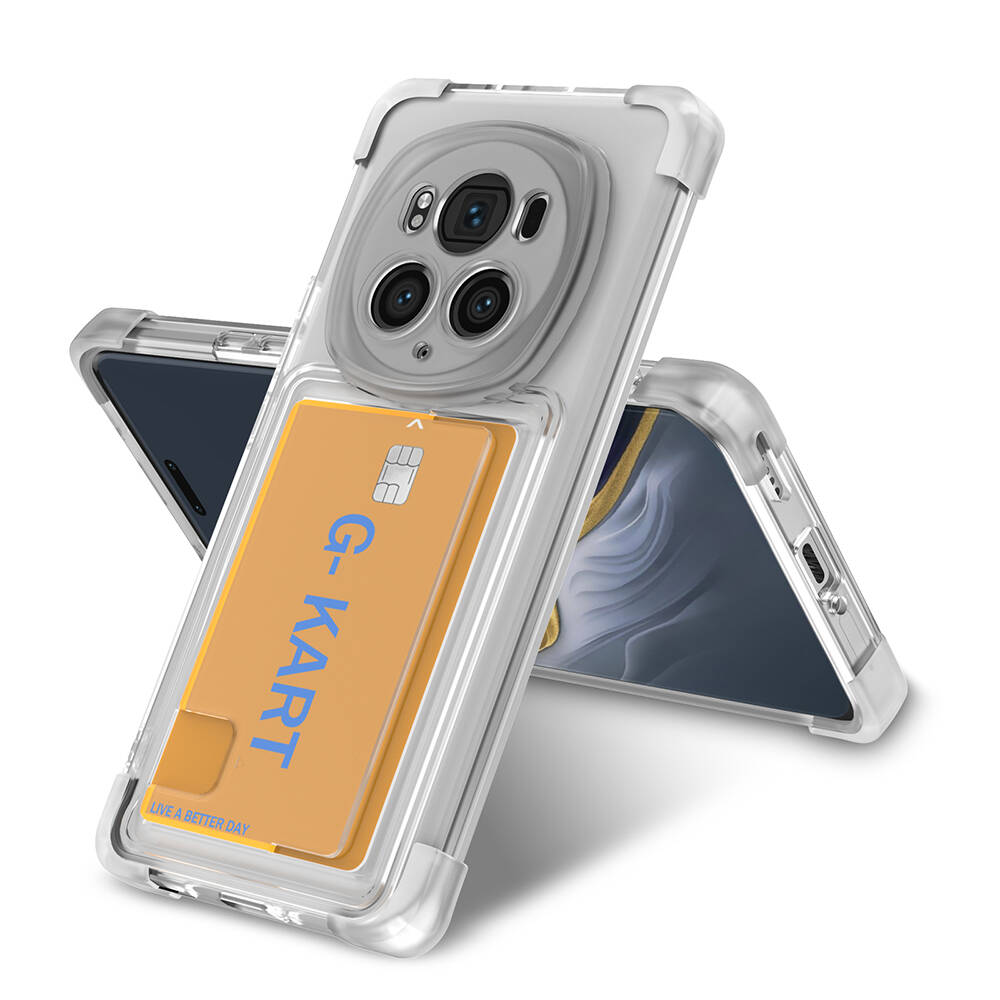Honor Magic 6 Pro Kılıf Airbag Tasarımlı Şeffaf Kartlıklı Zore G-Kart Kapak image