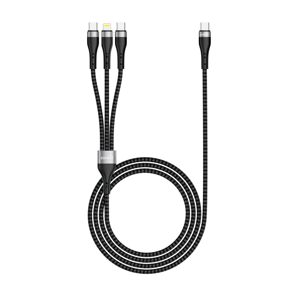 Zore ZR-45 3in1 USB-A to Lightning - Type-C - Type-C Şarj ve Data Kablosu 20W 1.5M image